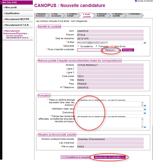 Nouvelle Candidature - Guide D Utilisation