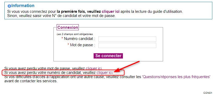 Numéro De Candidat Oublié - Guide D Utilisation